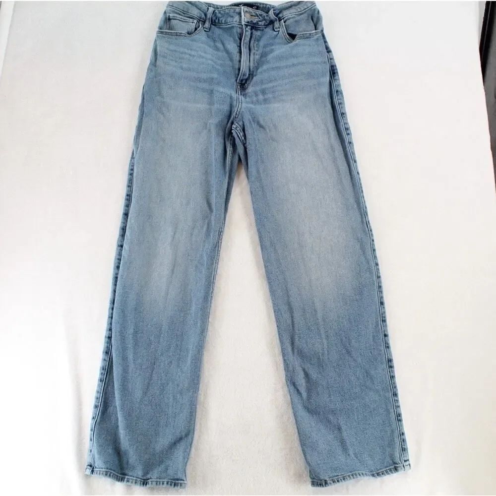 Hollister Women’s 5R Ultra High Rise Dad Jeans 27x31 Light Wash Cargo Utility